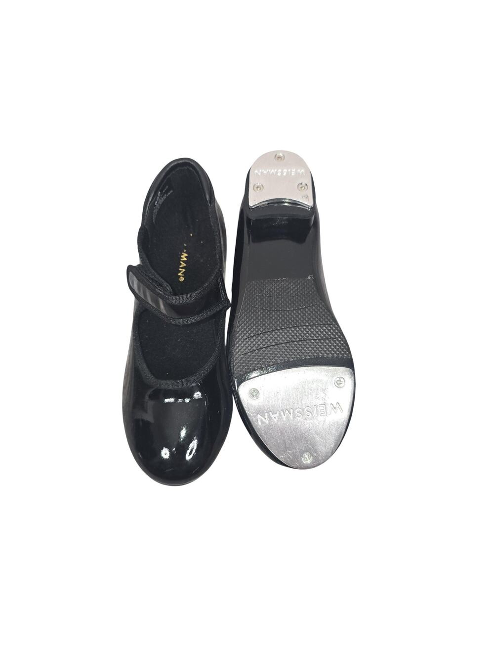 Weissman Tap Shoes Kids Girls Size 13.5 Black Patent Mary Jane Strap Dance W2600
